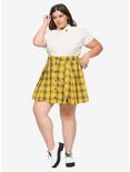 Harry Potter Hufflepuff Pleated Plaid Skirt Plus Size, PLAID - YELLOW, alternate