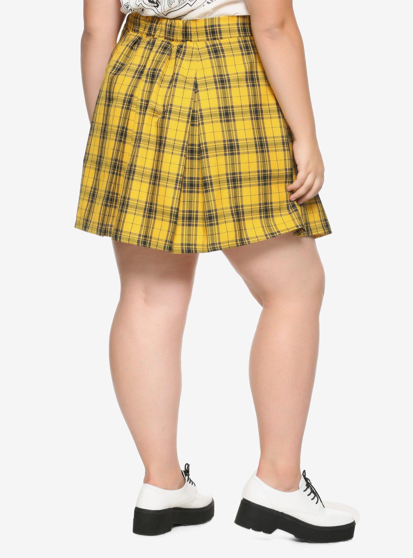 Harry Potter Hufflepuff Pleated Plaid Skirt Plus Size, PLAID - YELLOW, alternate