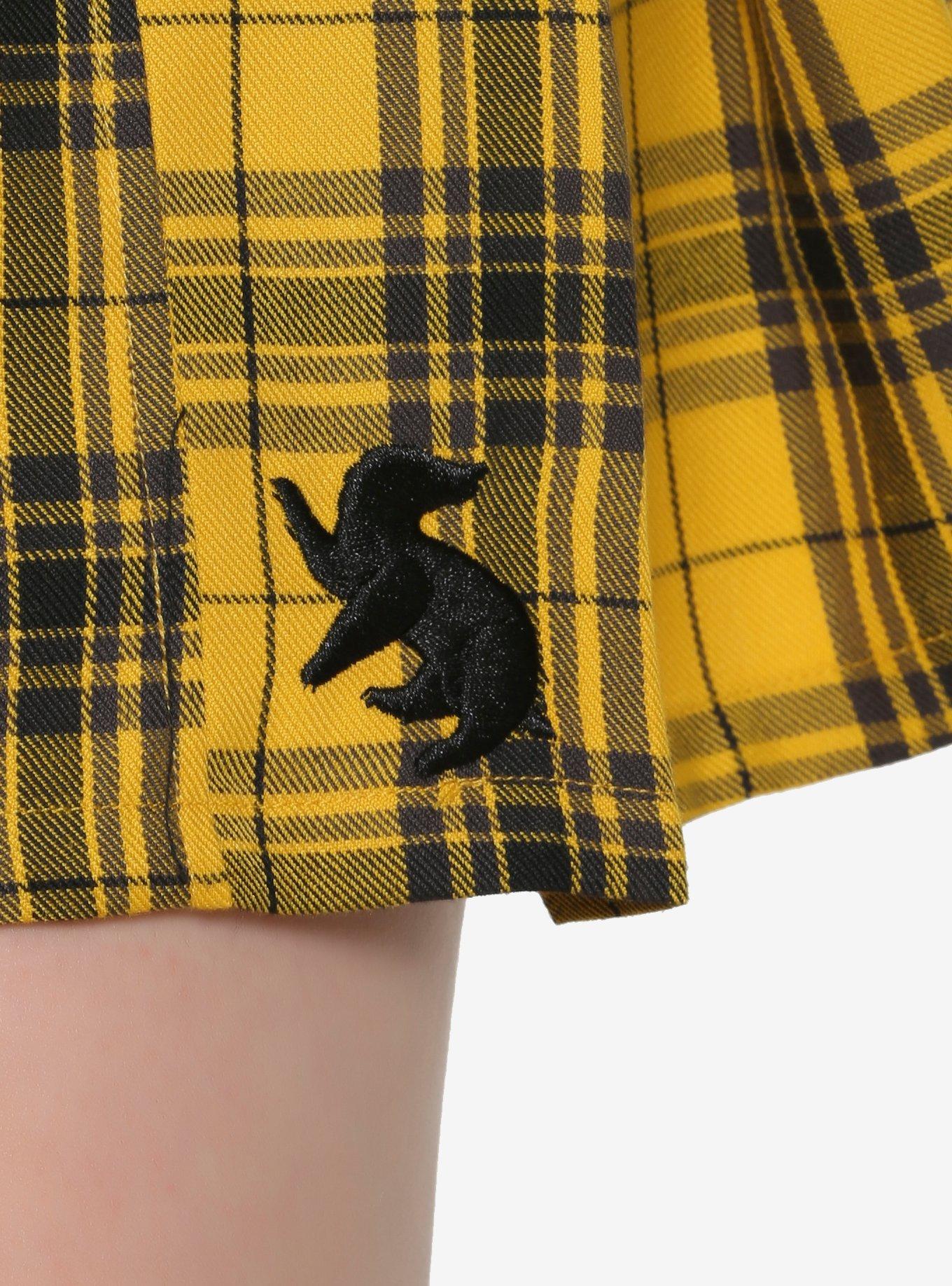 Harry Potter Hufflepuff Pleated Plaid Skirt Plus Size, PLAID - YELLOW, alternate