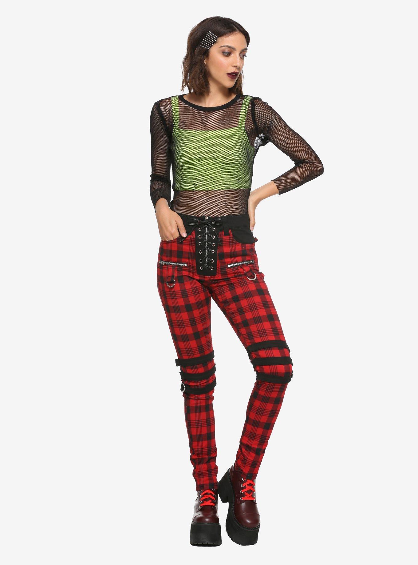 Royal Bones By Tripp Red Plaid Buckle Pants, PLAID - RED, alternate