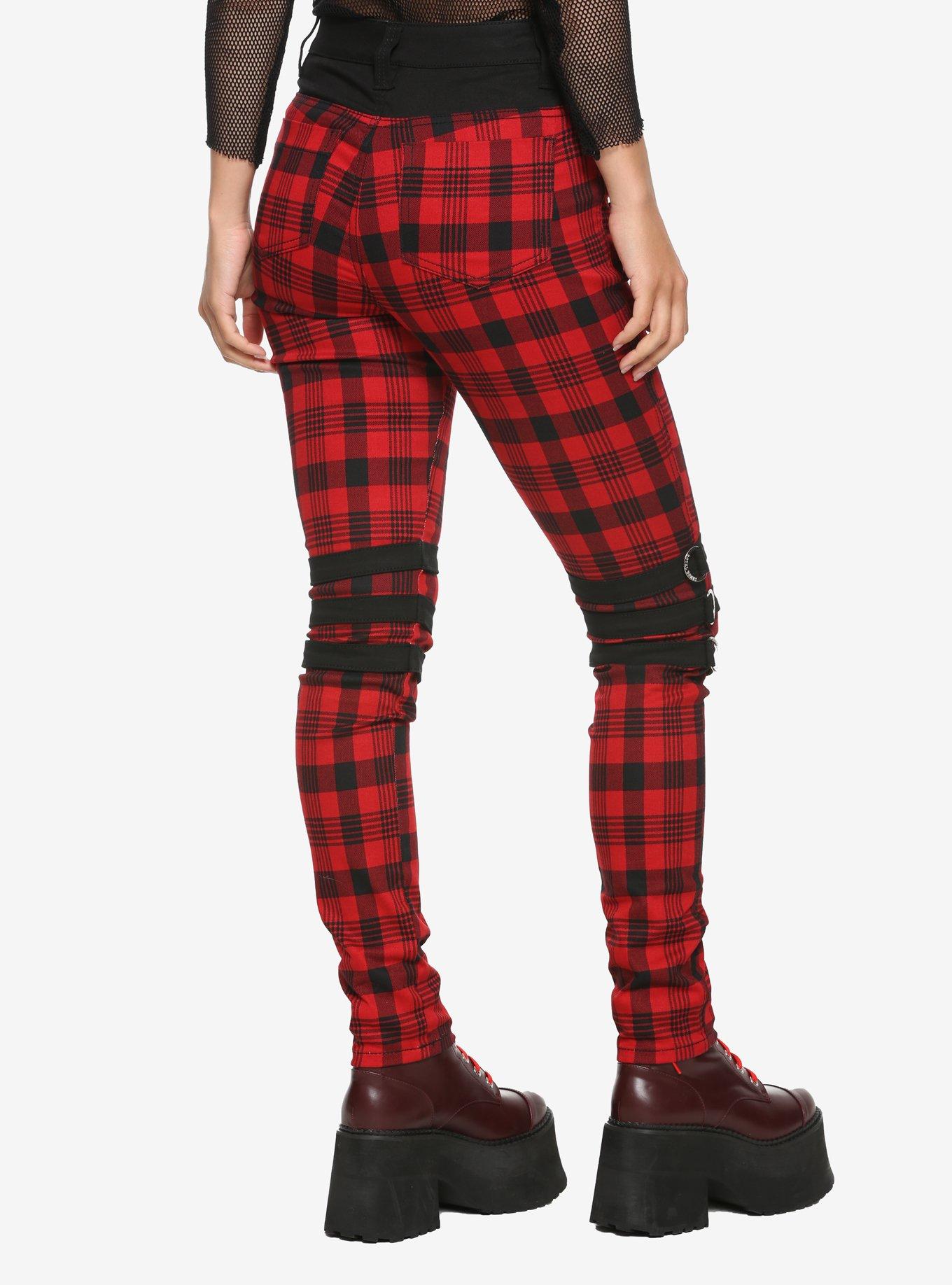 Royal Bones By Tripp Red Plaid Buckle Pants, PLAID - RED, alternate