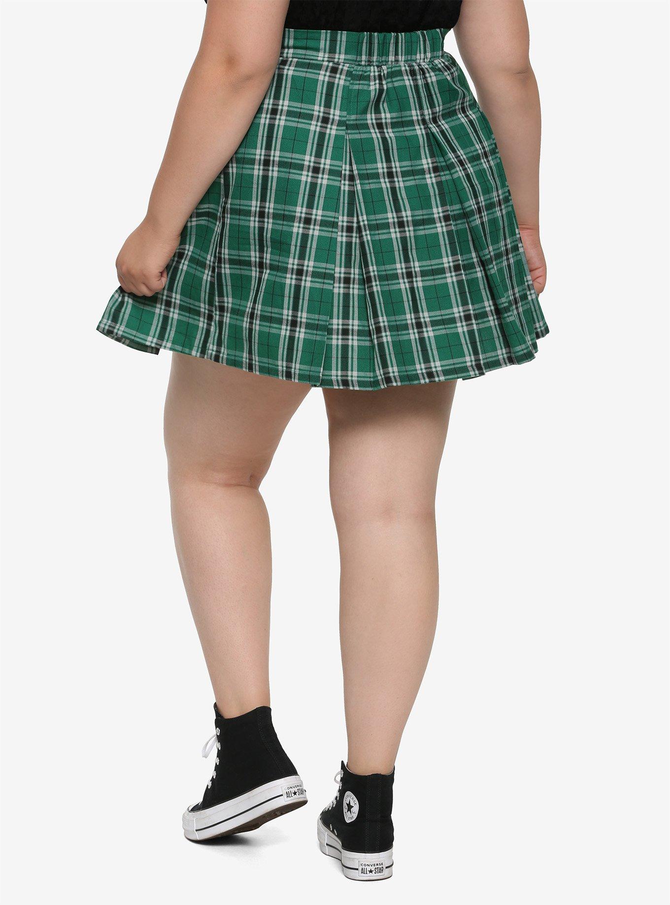 Harry Potter Slytherin Pleated Plaid Skirt Plus Size, , alternate