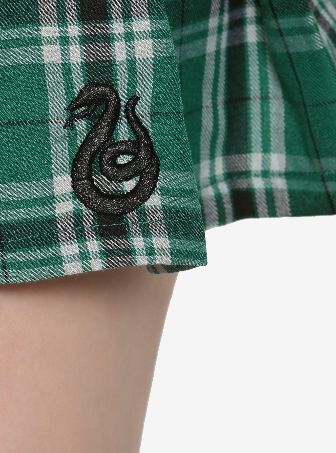 Harry Potter Slytherin Pleated Plaid Skirt Plus Size, , alternate