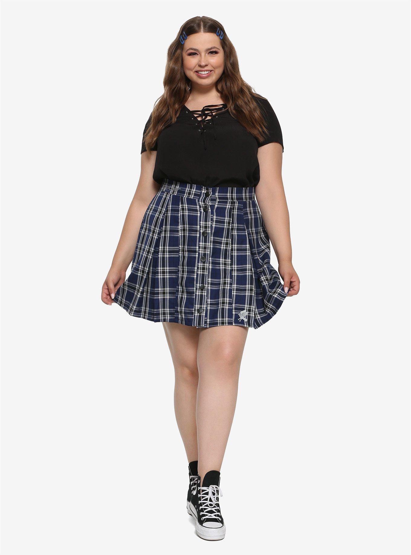 Harry Potter Ravenclaw Pleated Plaid Skirt Plus Size, , alternate