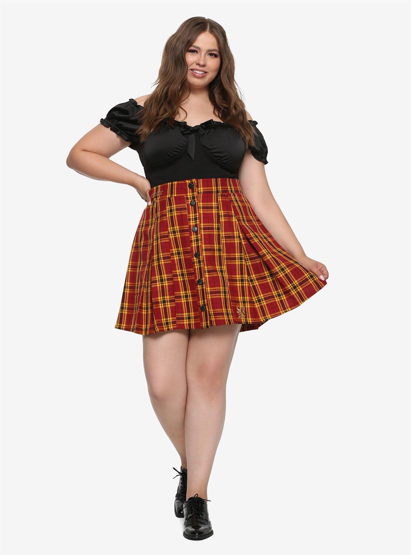 Harry Potter Gryffindor Pleated Plaid Skirt Plus Size, , alternate
