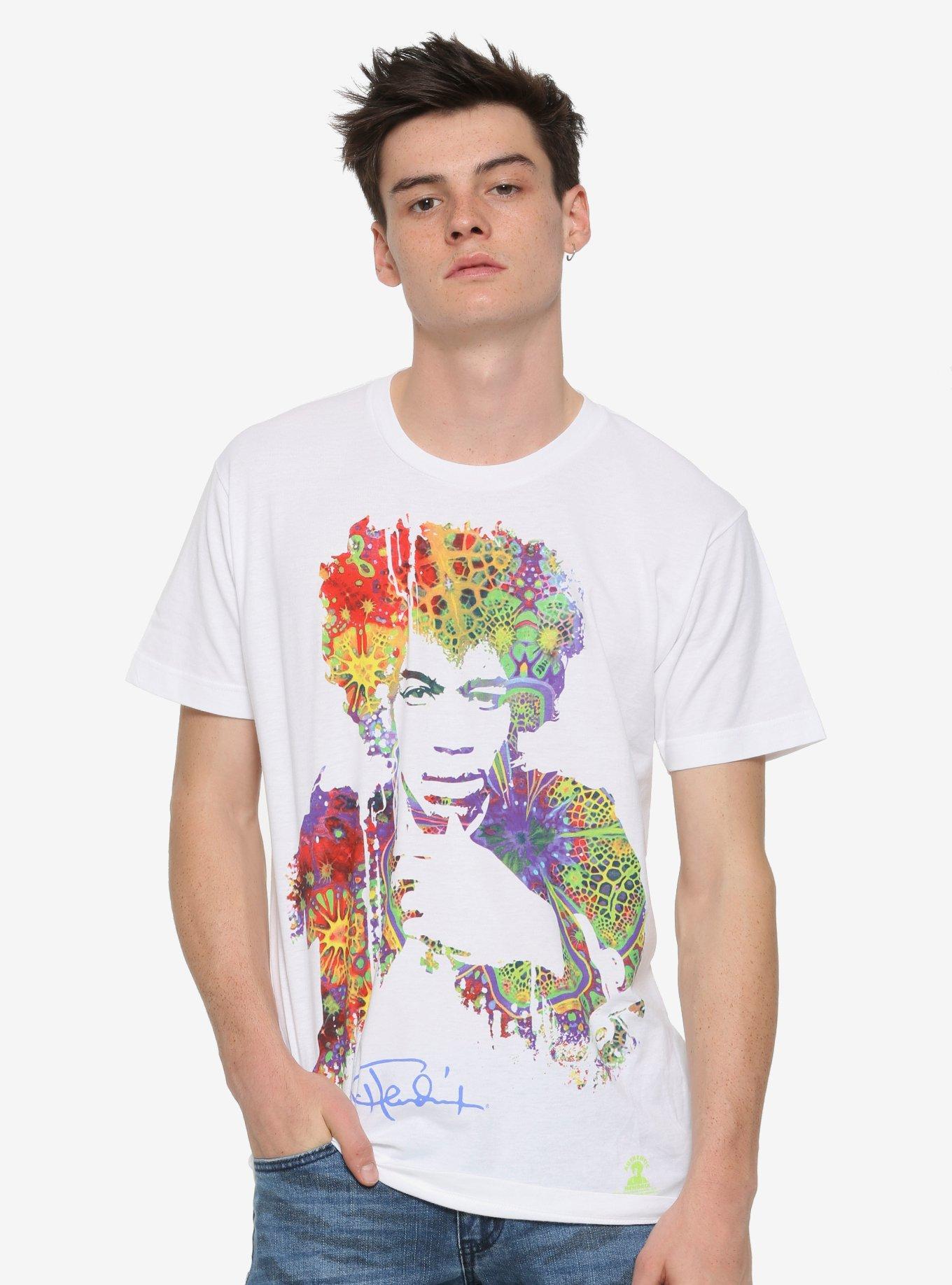 Jimi Hendrix Trippy Kaleidoscope T-Shirt, WHITE, alternate