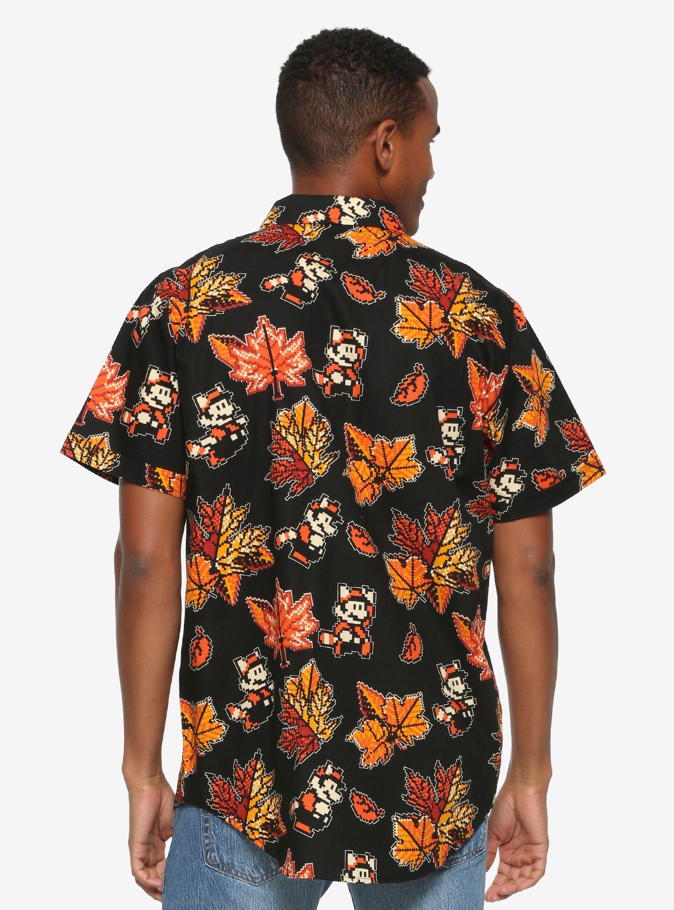 Nintendo Super Mario Bros. Raccoon Mario Leaf Woven Button-Up - BoxLunch Exclusive, , alternate