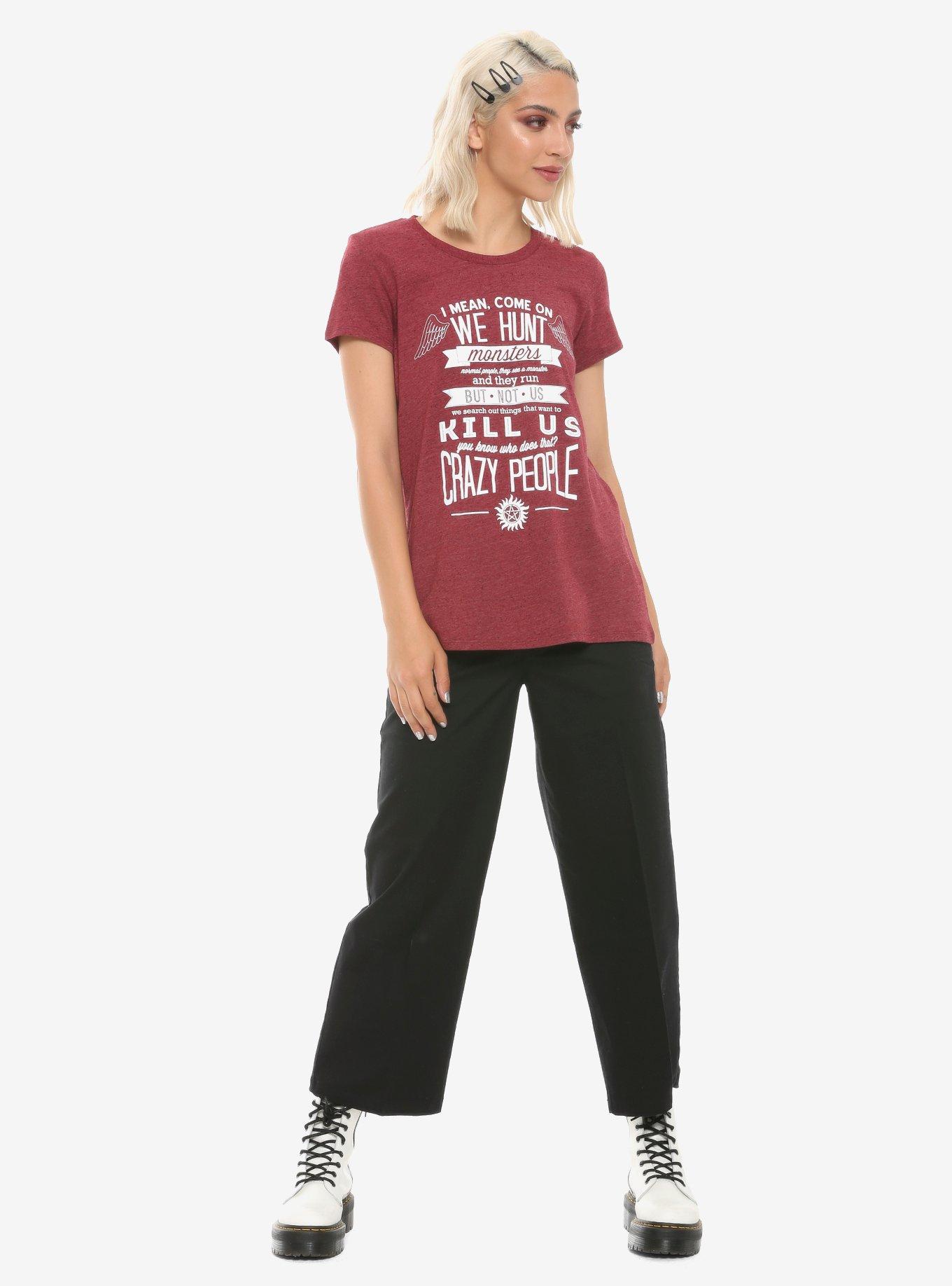 Supernatural Crazy People Girls T-Shirt, WHITE, alternate