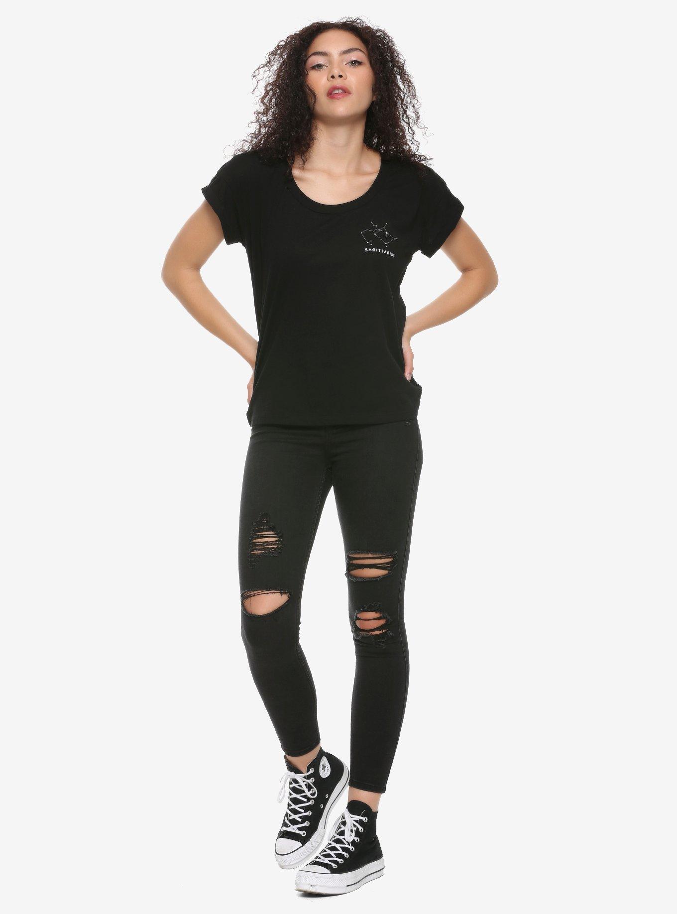 Sagittarius Zodiac Girls T-Shirt, BLACK, alternate