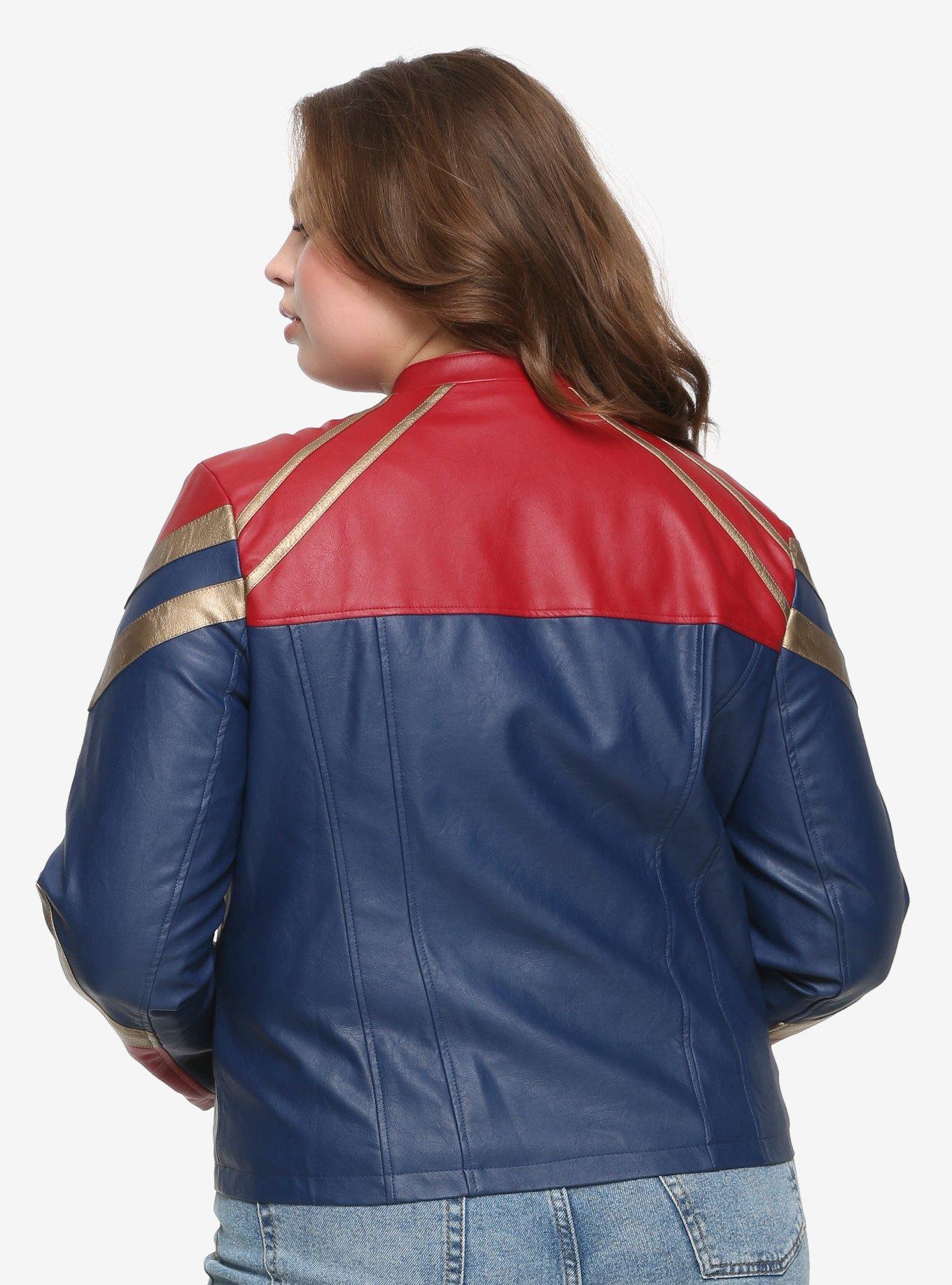 Her Universe Marvel Captain Marvel Star Faux Leather Jacket Plus Size, , alternate