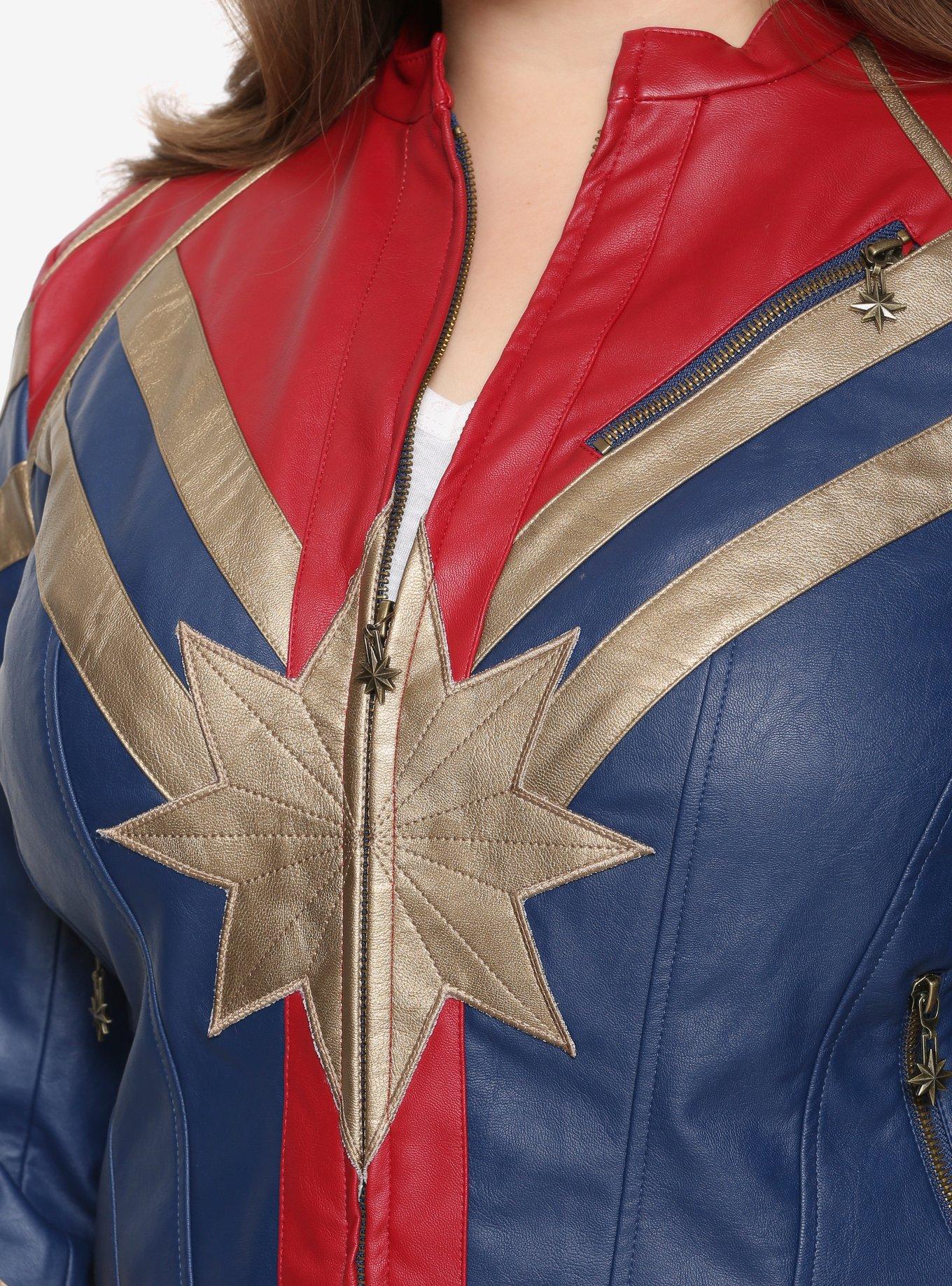Her Universe Marvel Captain Marvel Star Faux Leather Jacket Plus Size, , alternate