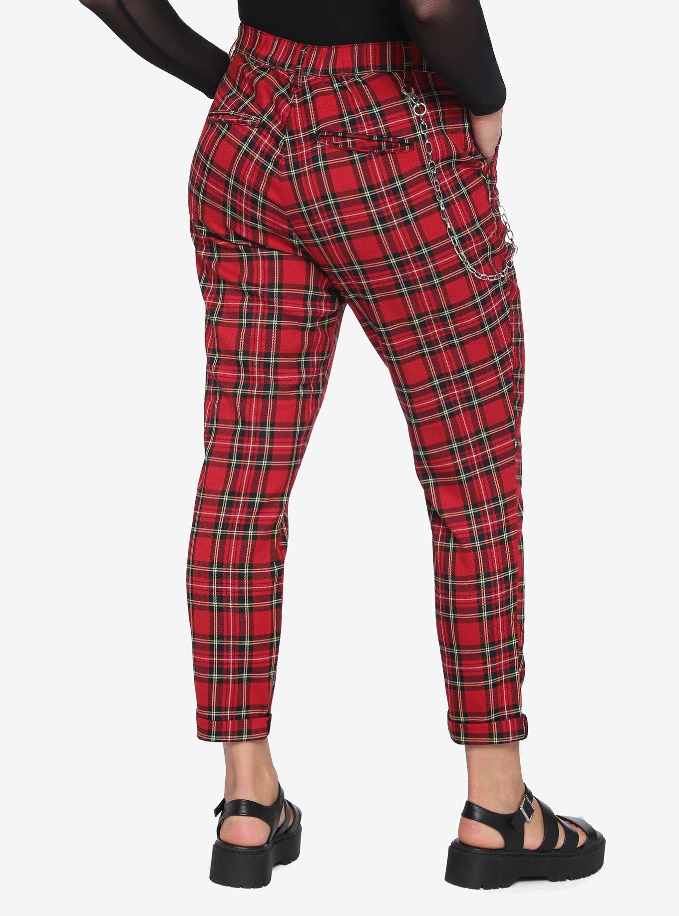 Black & White Plaid Pants With Detachable Chain Plus Size, Hot Topic