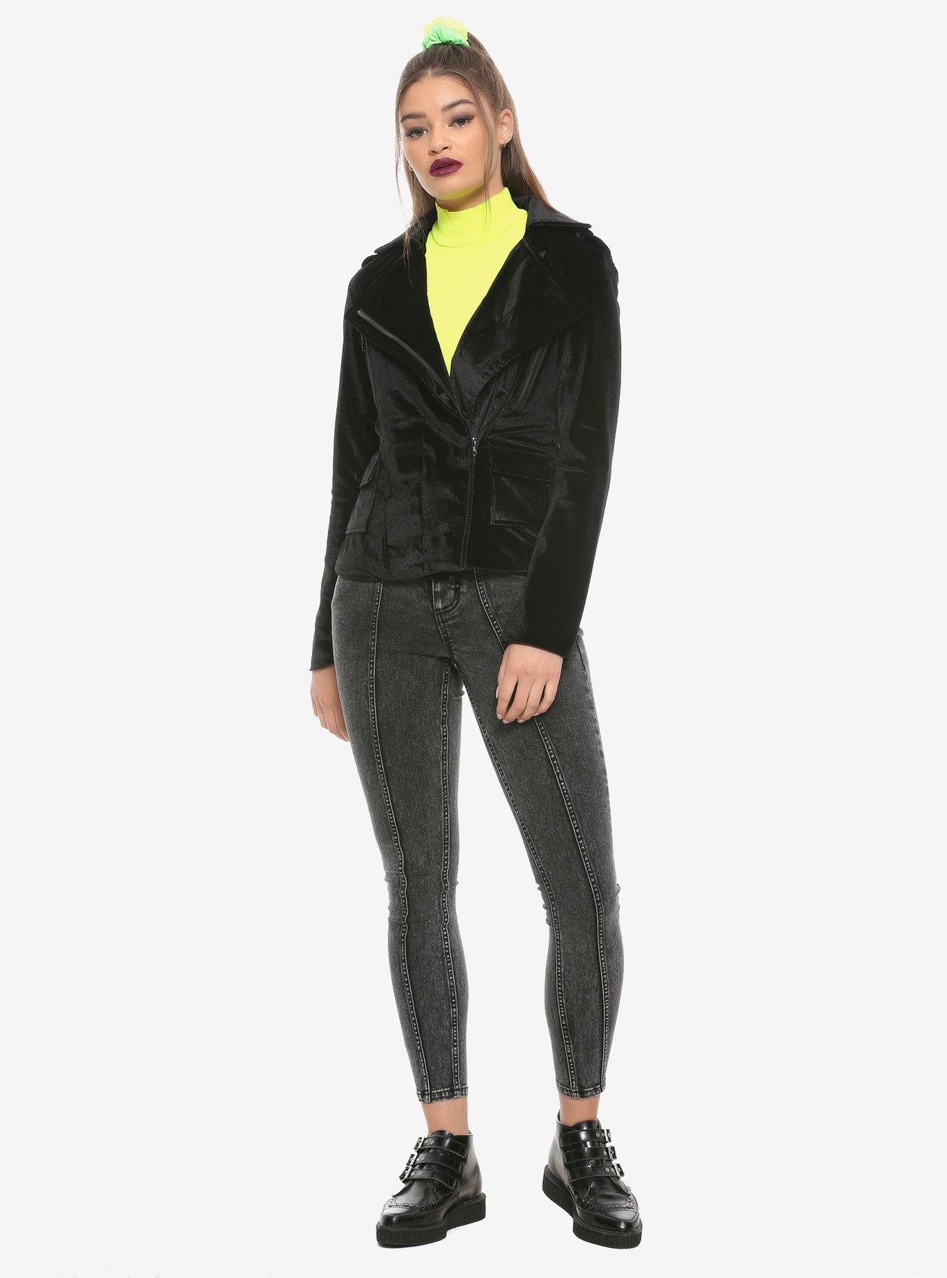 Black Velvet Girls Moto Jacket, BLACK, alternate