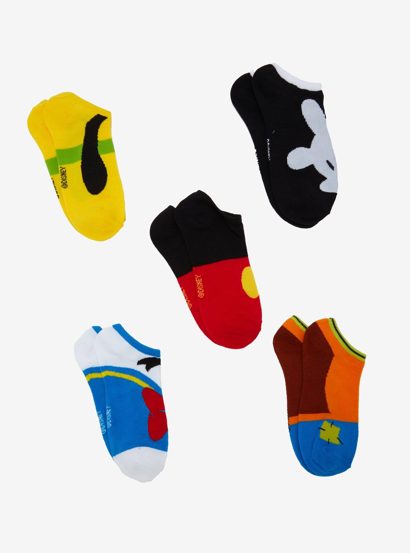 Disney Classic Characters No-Show Socks 5 Pair, , alternate