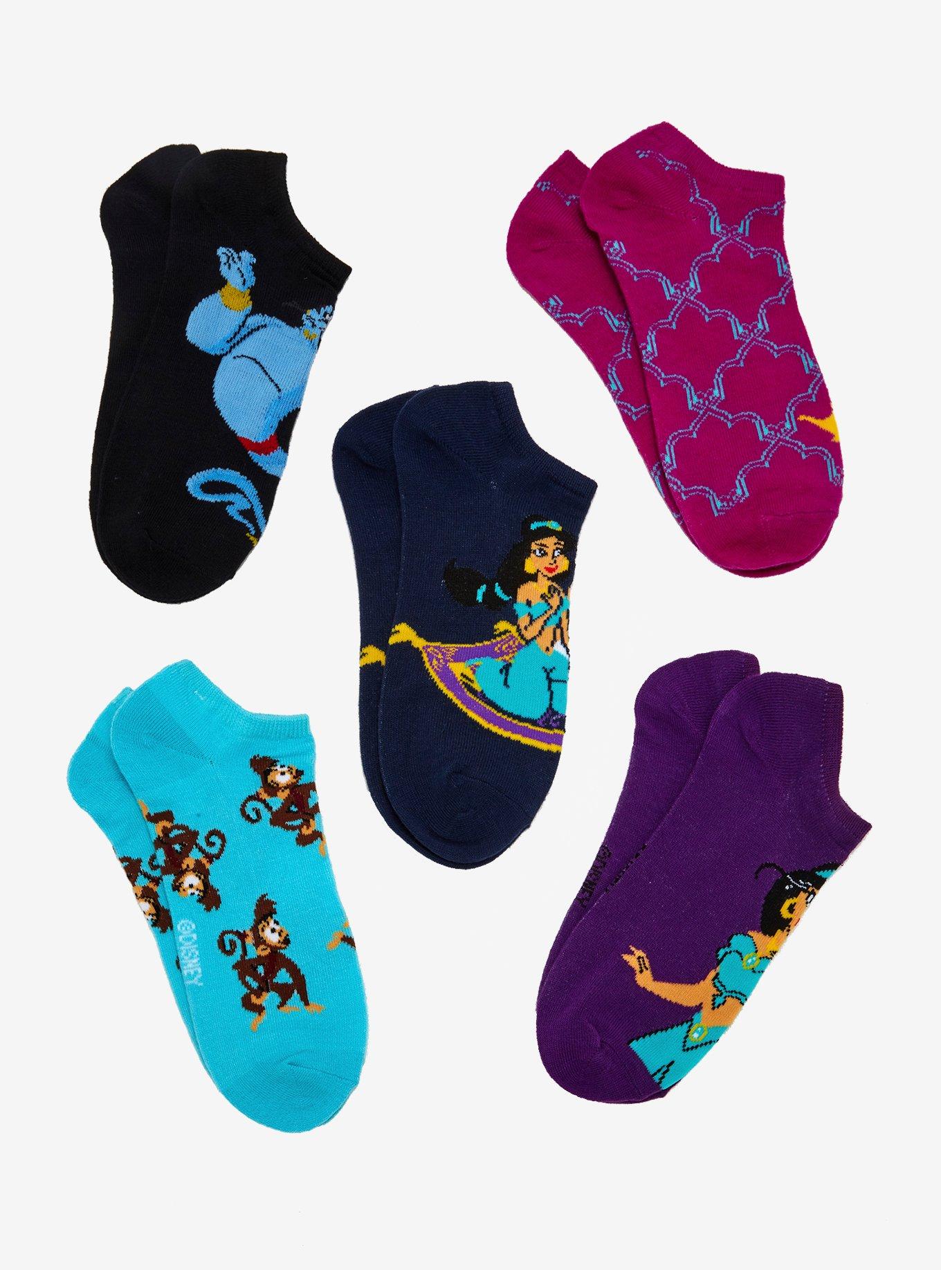 Disney Aladdin No-Show Socks 5 Pair, , hi-res