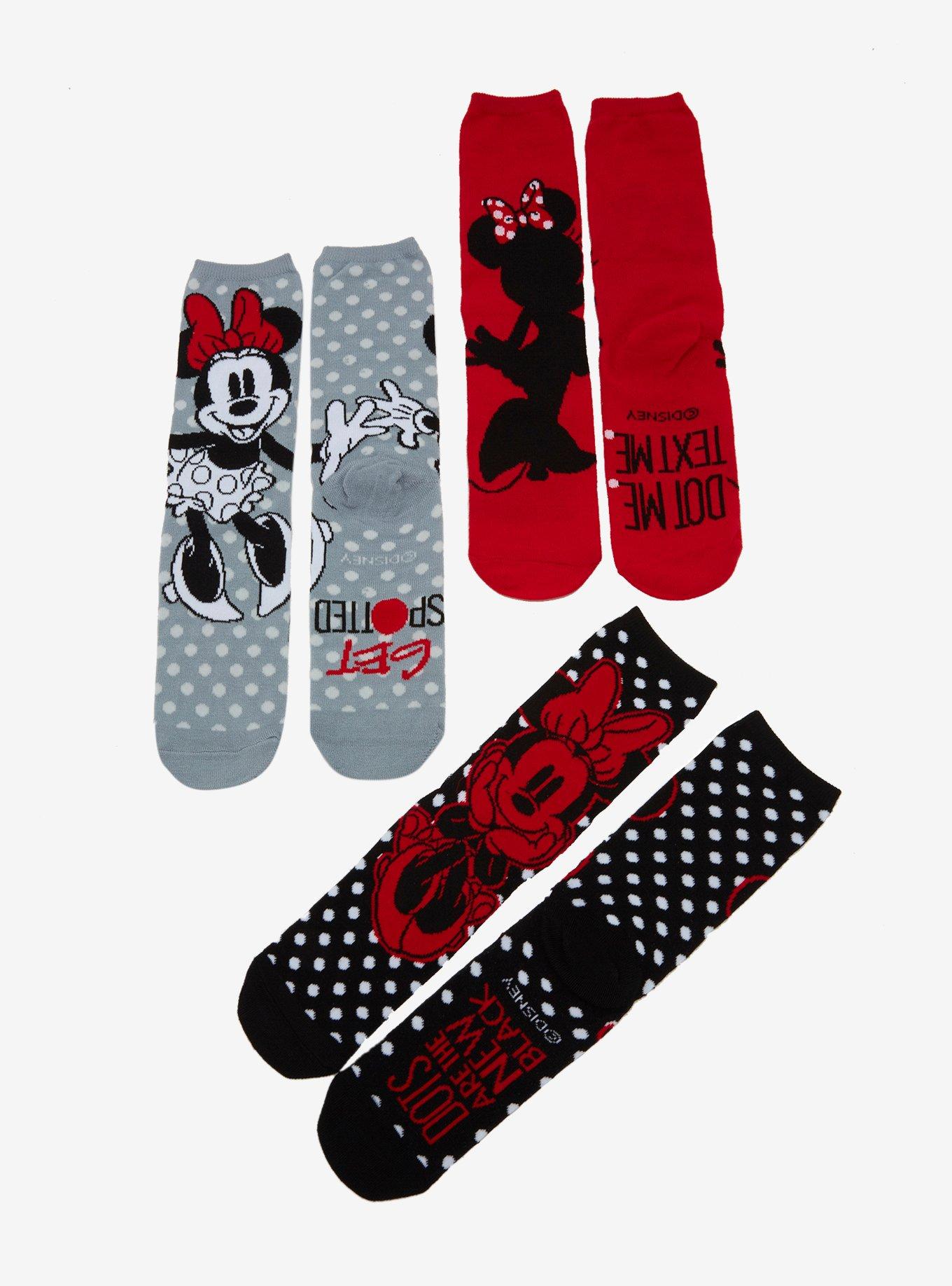 Disney Minnie Mouse Polka Dot Crew Socks Set, , alternate