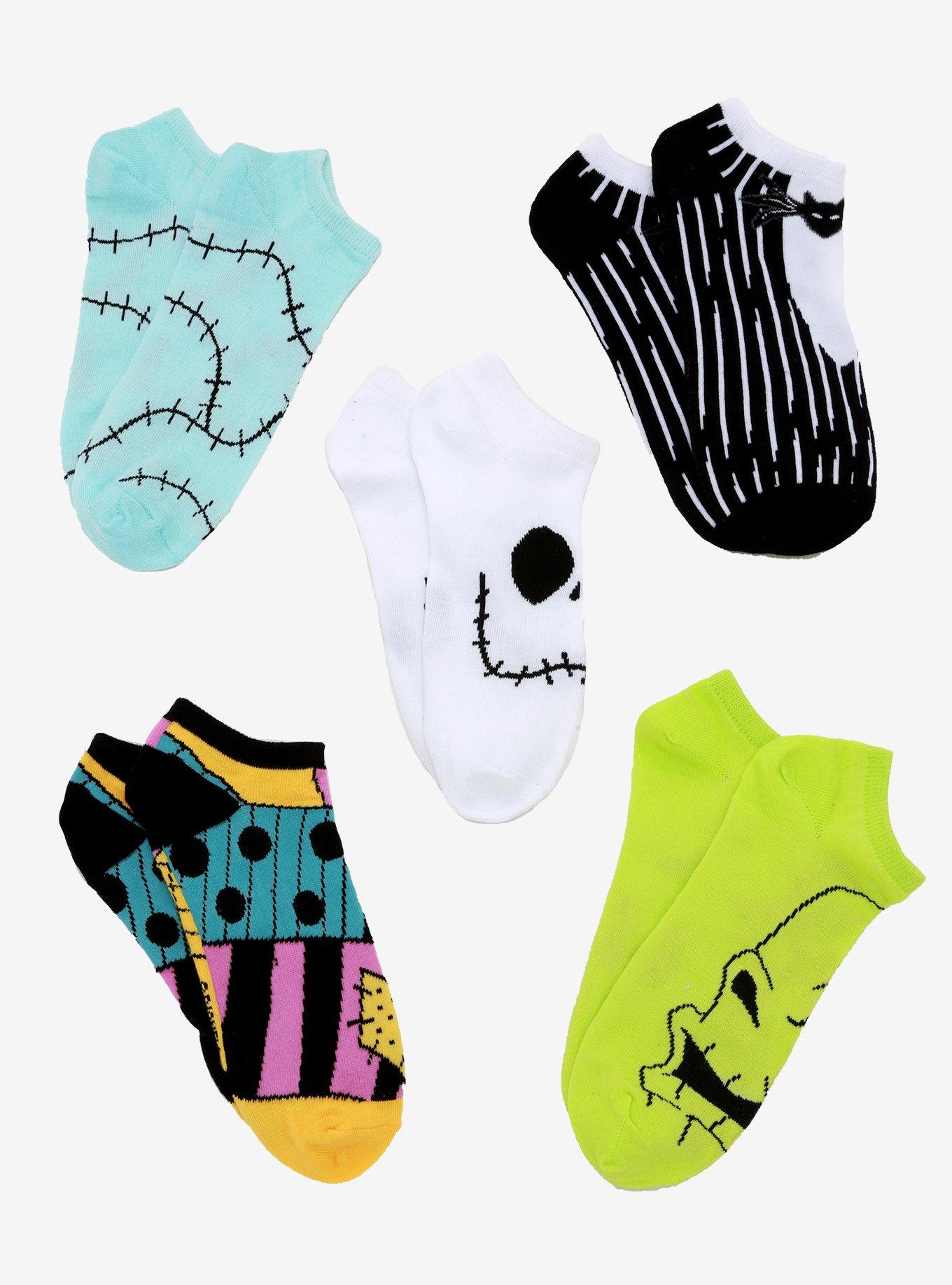 The Nightmare Before Christmas Characters No-Show Socks 5 Pair, , alternate