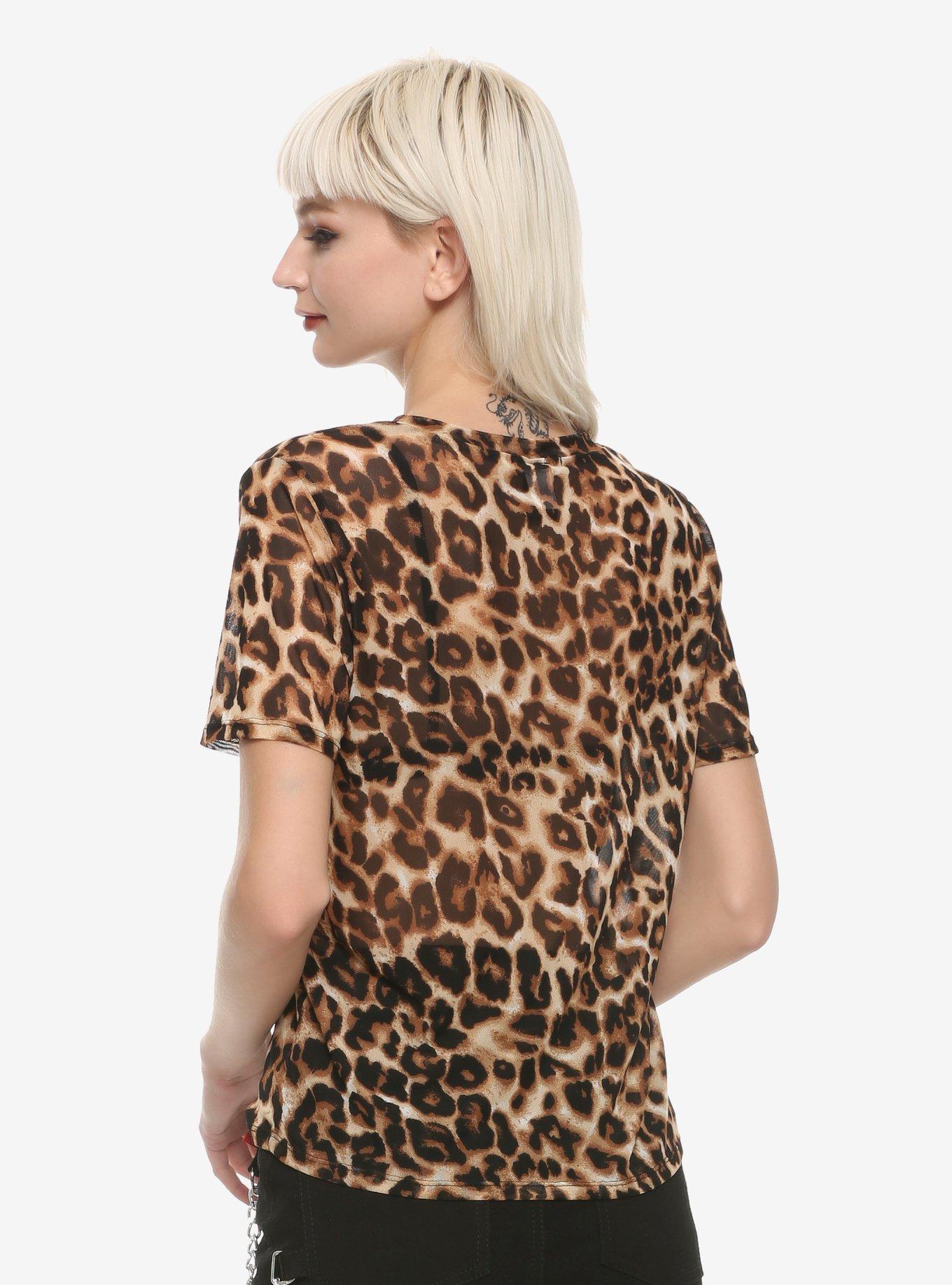 Cheetah Print Girls Mesh Top, CHEETAH, alternate
