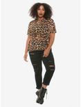 Cheetah Print Girls Mesh Top Plus Size, , alternate