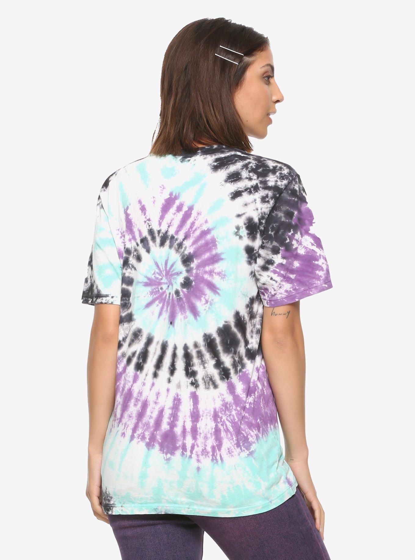Purple Black & Green Tie-Dye Girls T-Shirt, TIE DYE, alternate