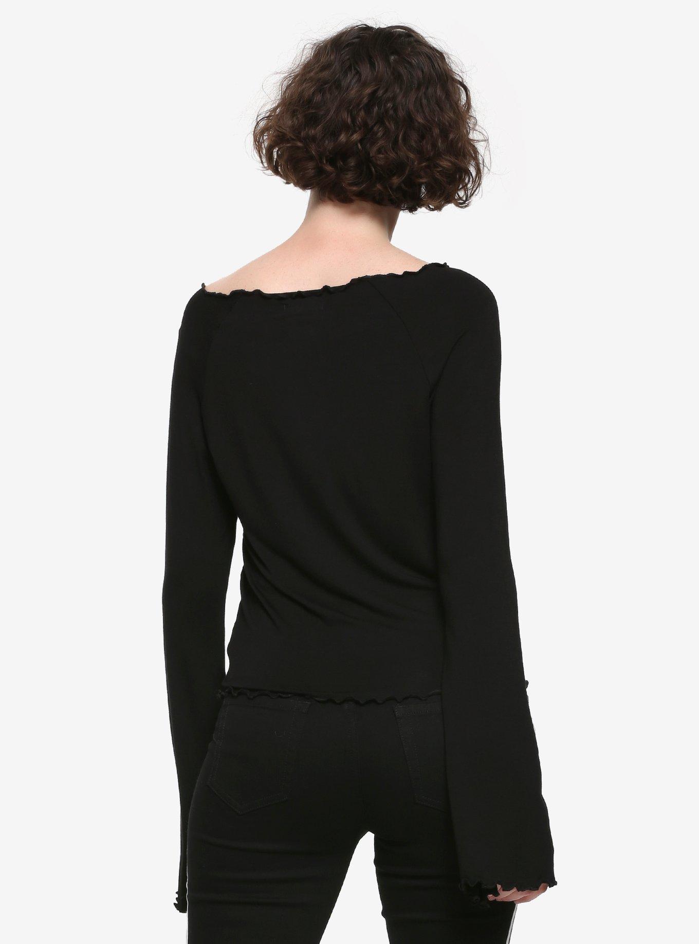 Not Today Satan Bell Sleeve Girls T-Shirt, BLACK, alternate