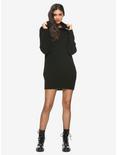 Black Hooded Sweater Dress, BLACK, alternate