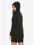 Black Hooded Sweater Dress, BLACK, alternate