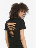 Star Rose Slash Back Girls Crop T-Shirt, BLACK, alternate