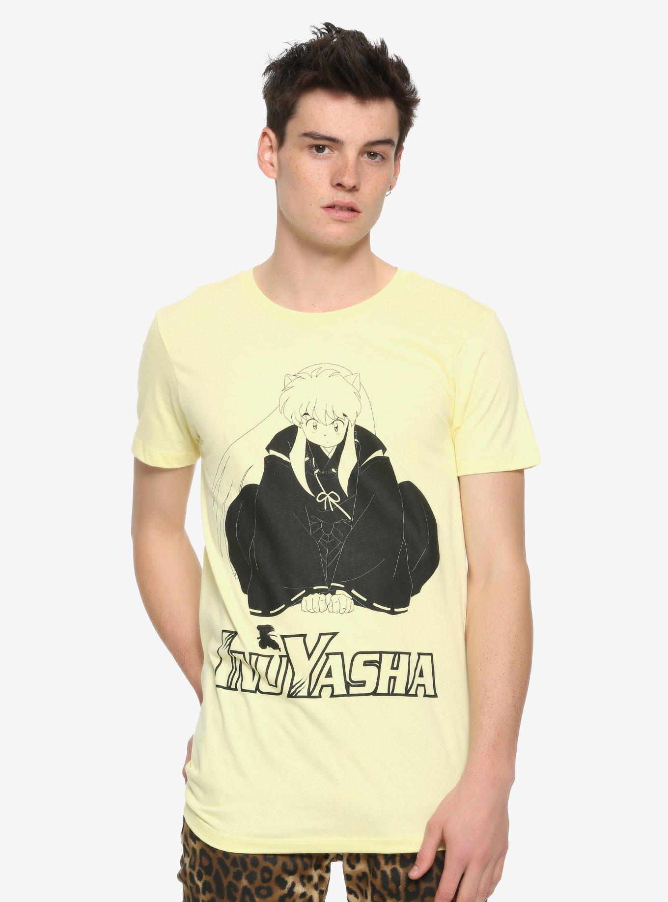 Inuyasha Crouching Yellow T-Shirt, BLACK, alternate
