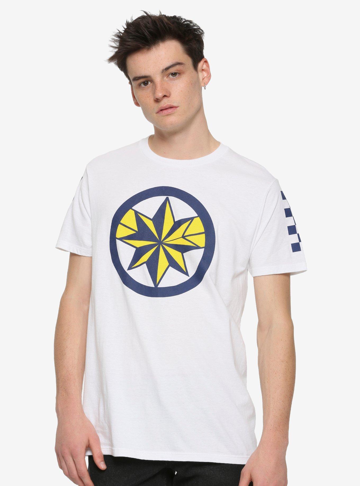Marvel Captain Marvel Blue Check Logo T-Shirt, MULTI, alternate
