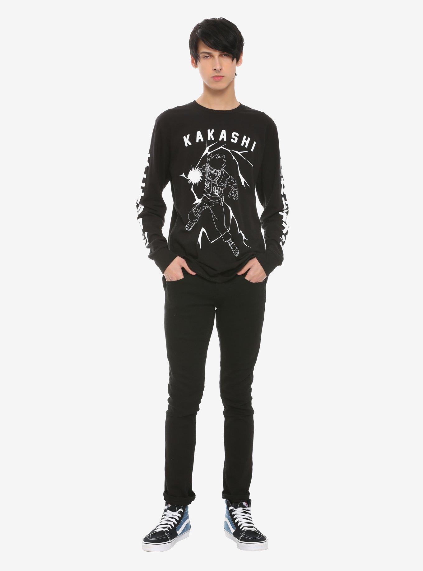 Naruto Shippuden Black & White Kakashi Lightning Long-Sleeve T-Shirt, , alternate