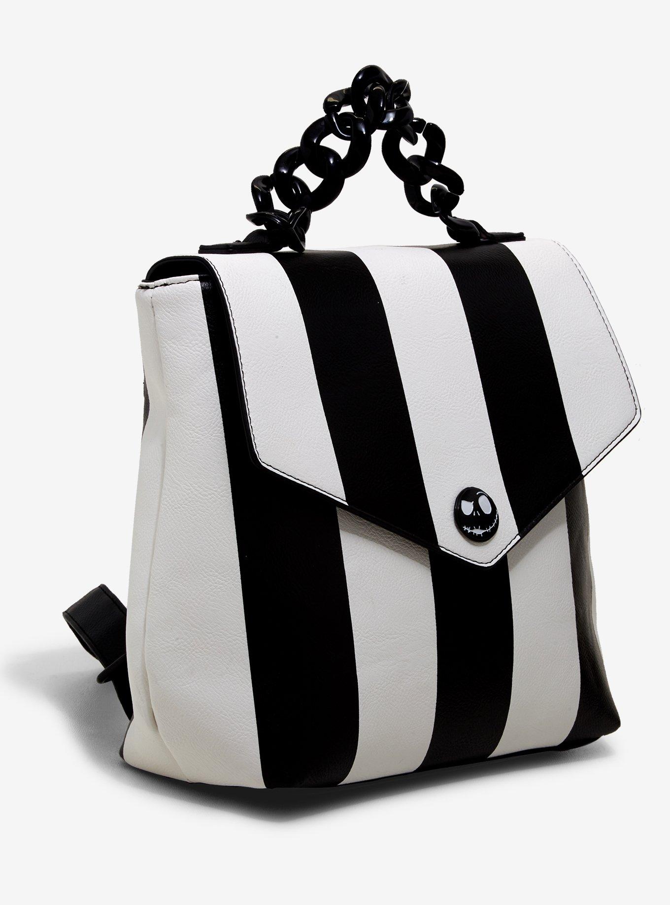 Loungefly The Nightmare Before Christmas Black & White Striped Mini Backpack, , alternate