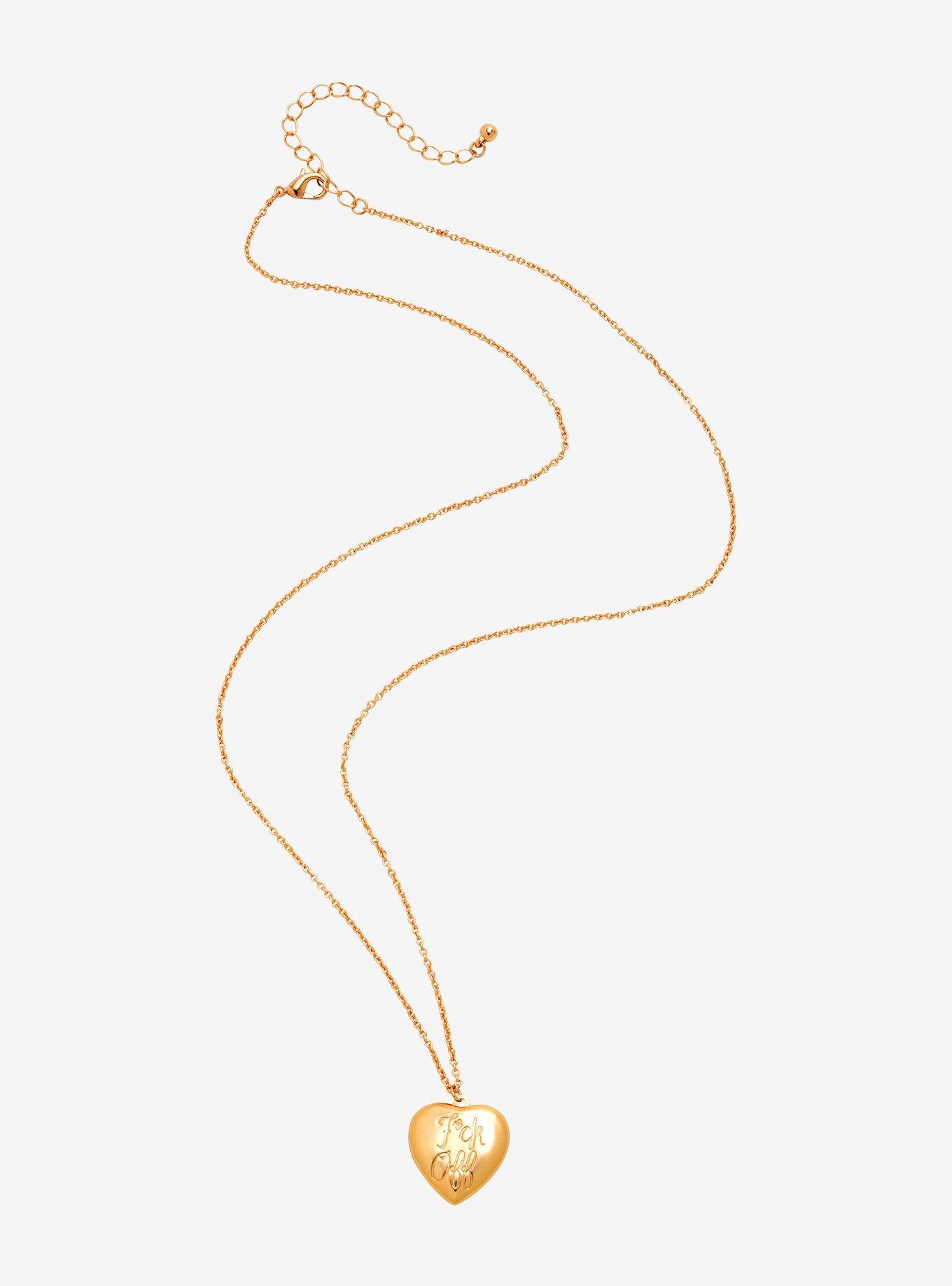 F Off Heart Locket Necklace - BoxLunch Exclusive, , alternate