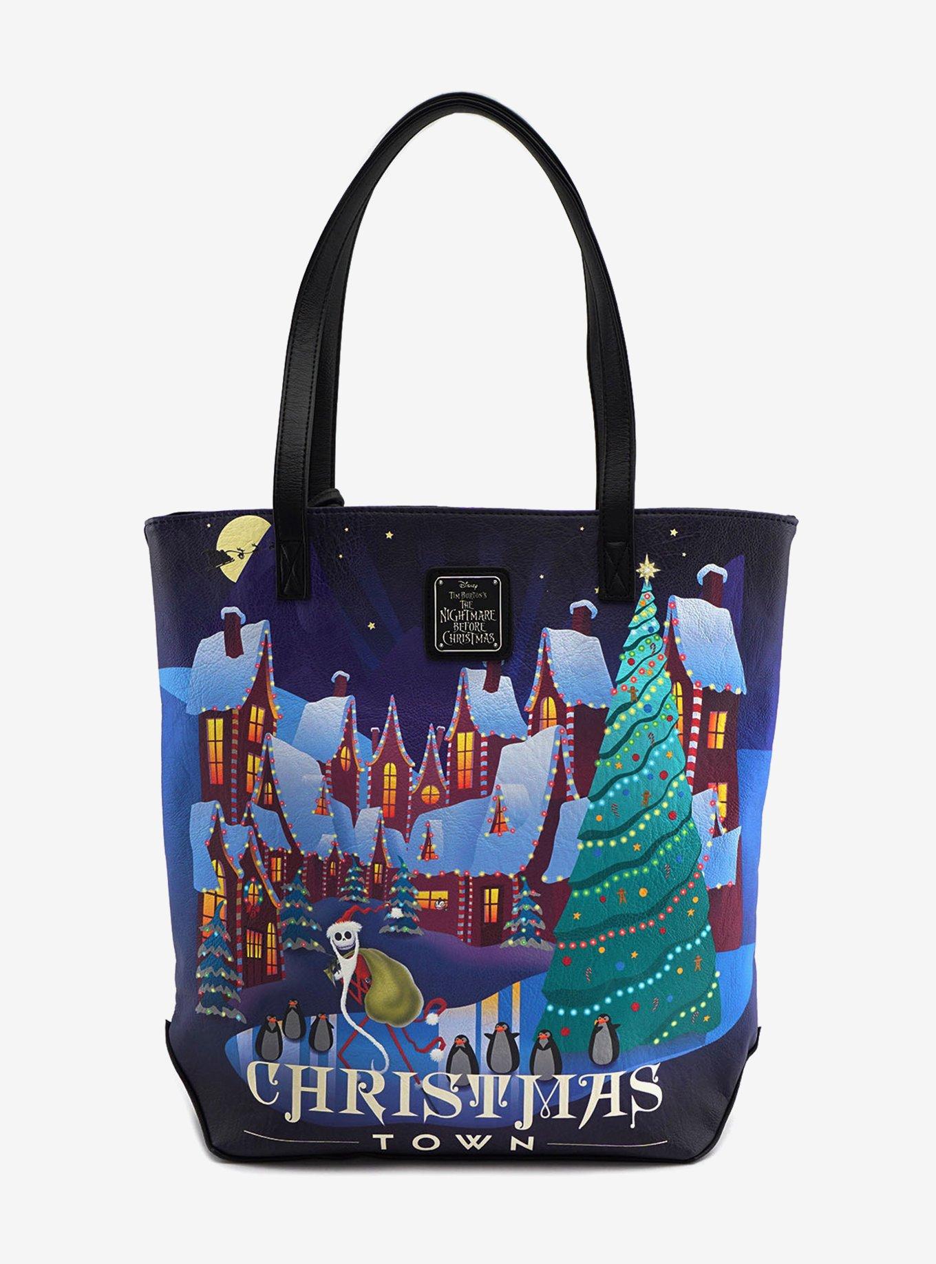 Loungefly The Nightmare Before Christmas Halloween Town & Christmas Town Double-Sided Tote Bag, , alternate