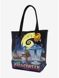 Loungefly The Nightmare Before Christmas Halloween Town & Christmas Town Double-Sided Tote Bag, , alternate