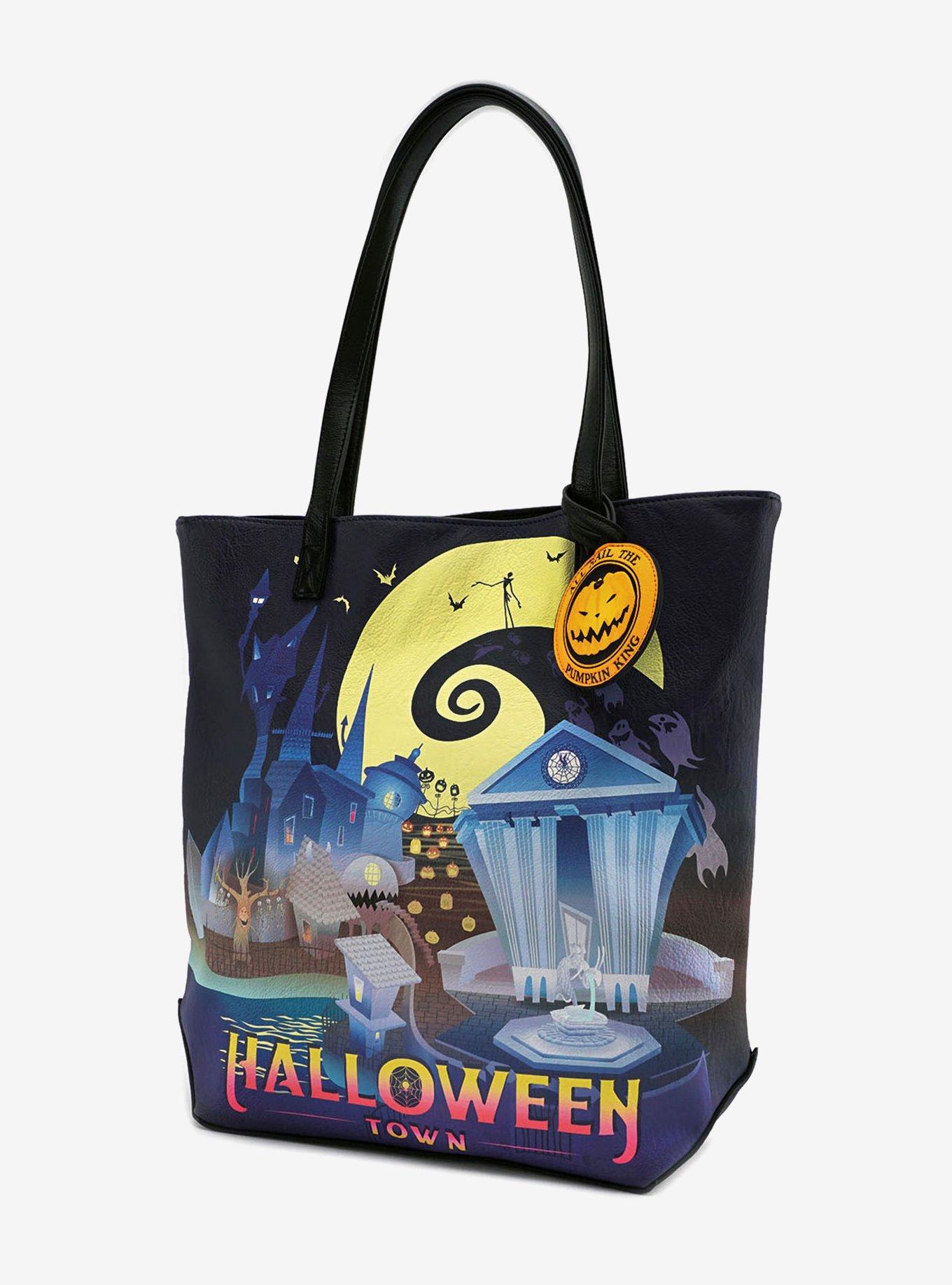 Loungefly The Nightmare Before Christmas Halloween Town & Christmas Town Double-Sided Tote Bag, , alternate