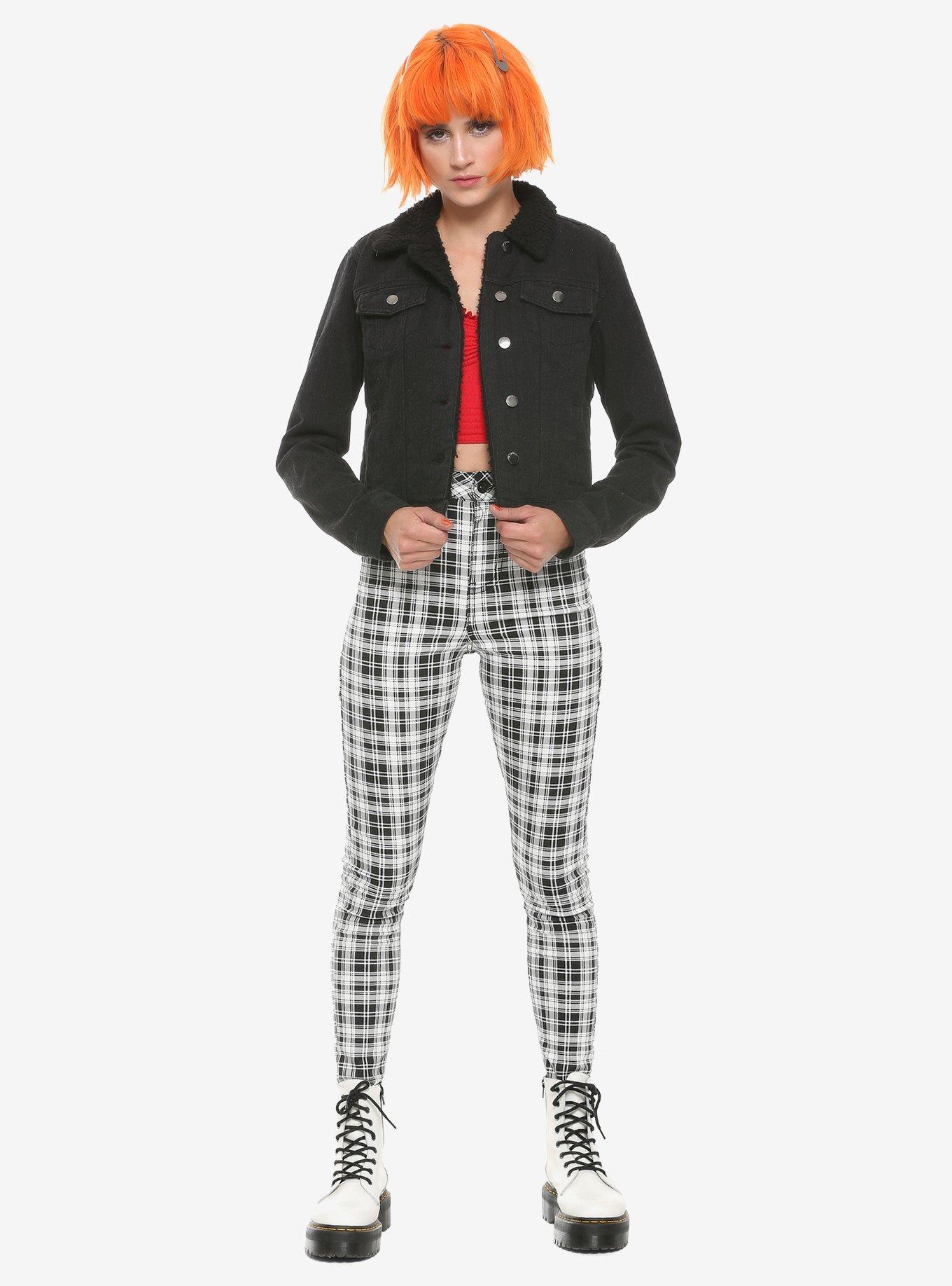 Denim Sherpa-Lined Girls Jacket, BLACK, alternate