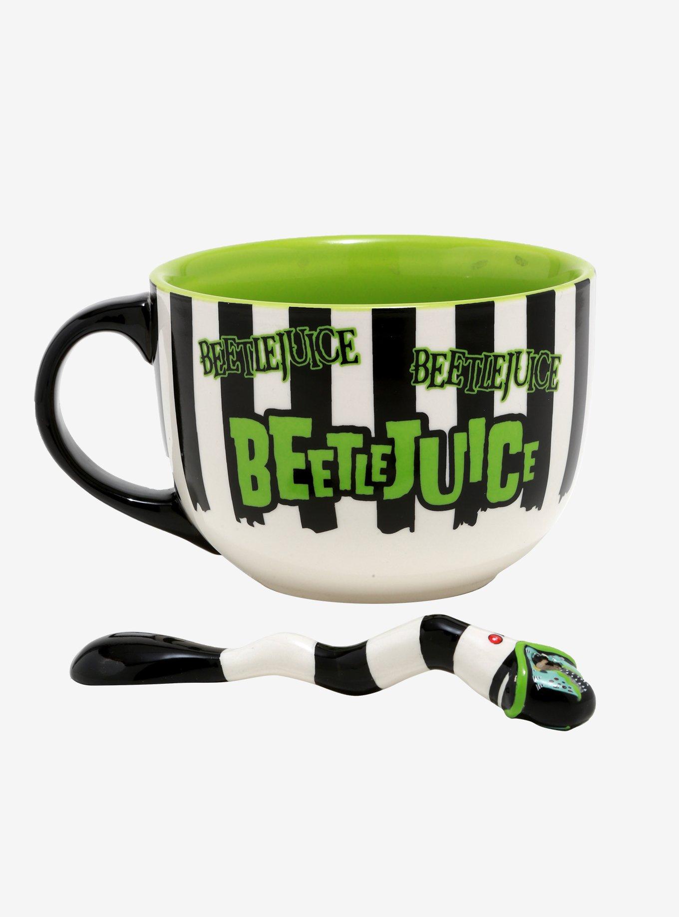 Beetlejuice Black & White Striped Soup Mug & Spoon, , alternate