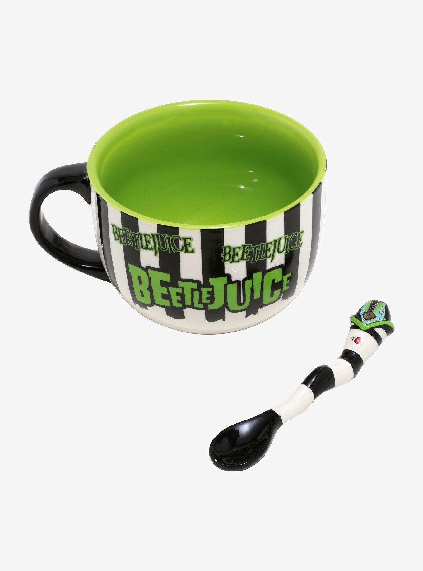 Beetlejuice Black & White Striped Soup Mug & Spoon, , alternate