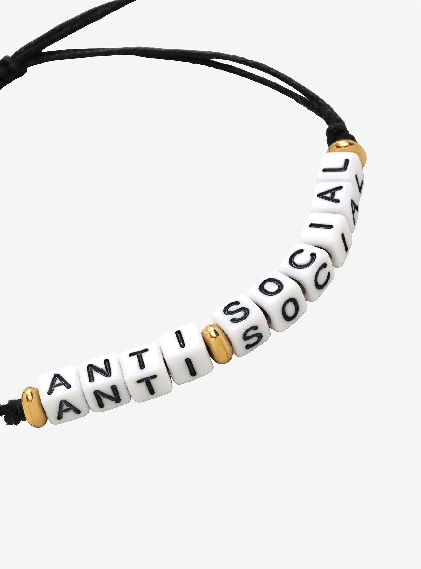 Anti-Social Beaded Cord Bracelet, , alternate
