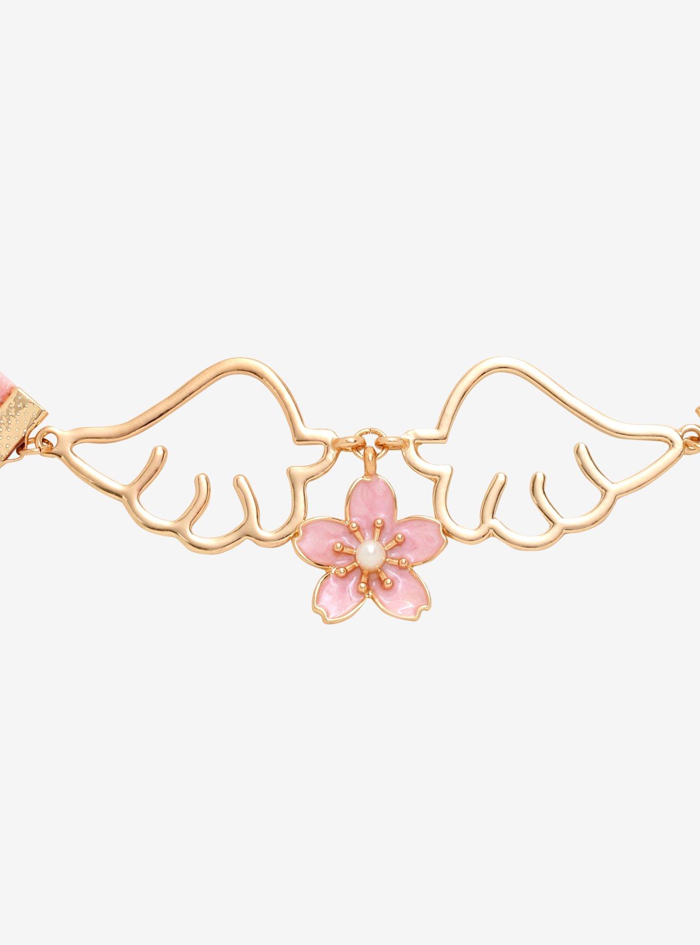Cherry Blossom & Wings Velvet Choker, , alternate