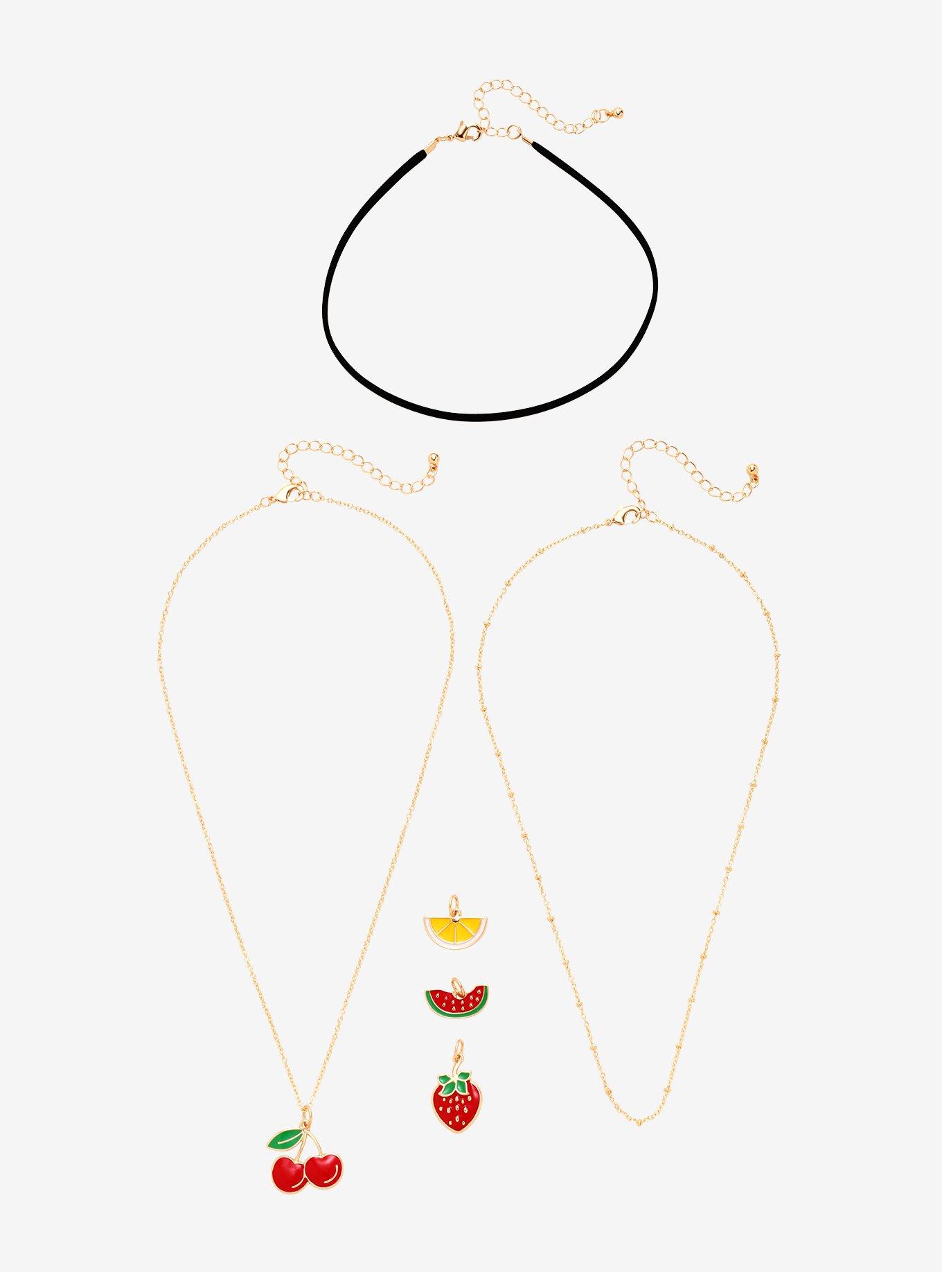 Fruit Charm Necklace Set, , alternate