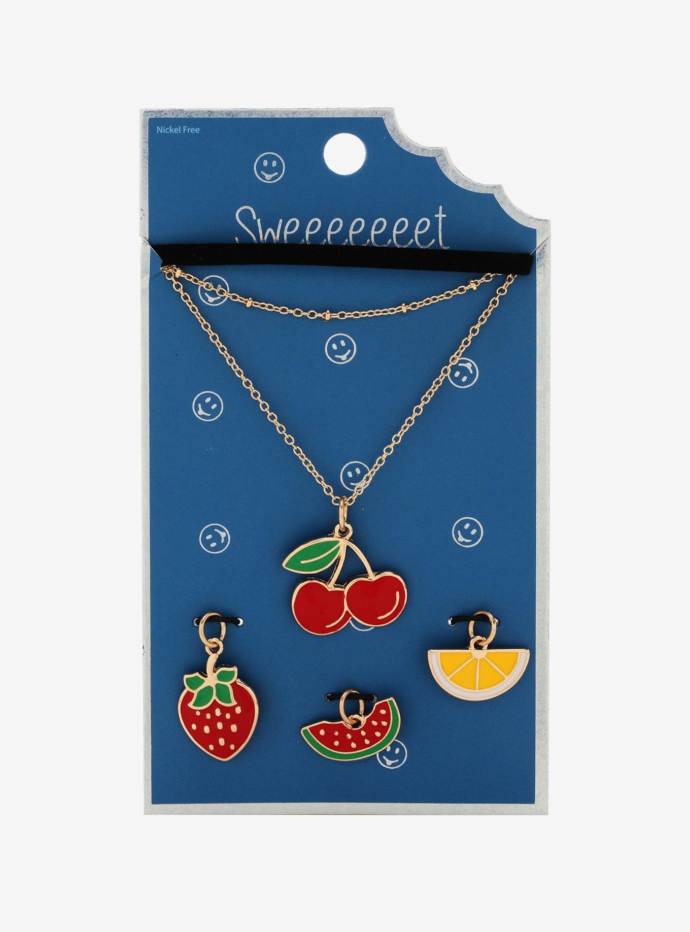 Fruit Charm Necklace Set, , alternate