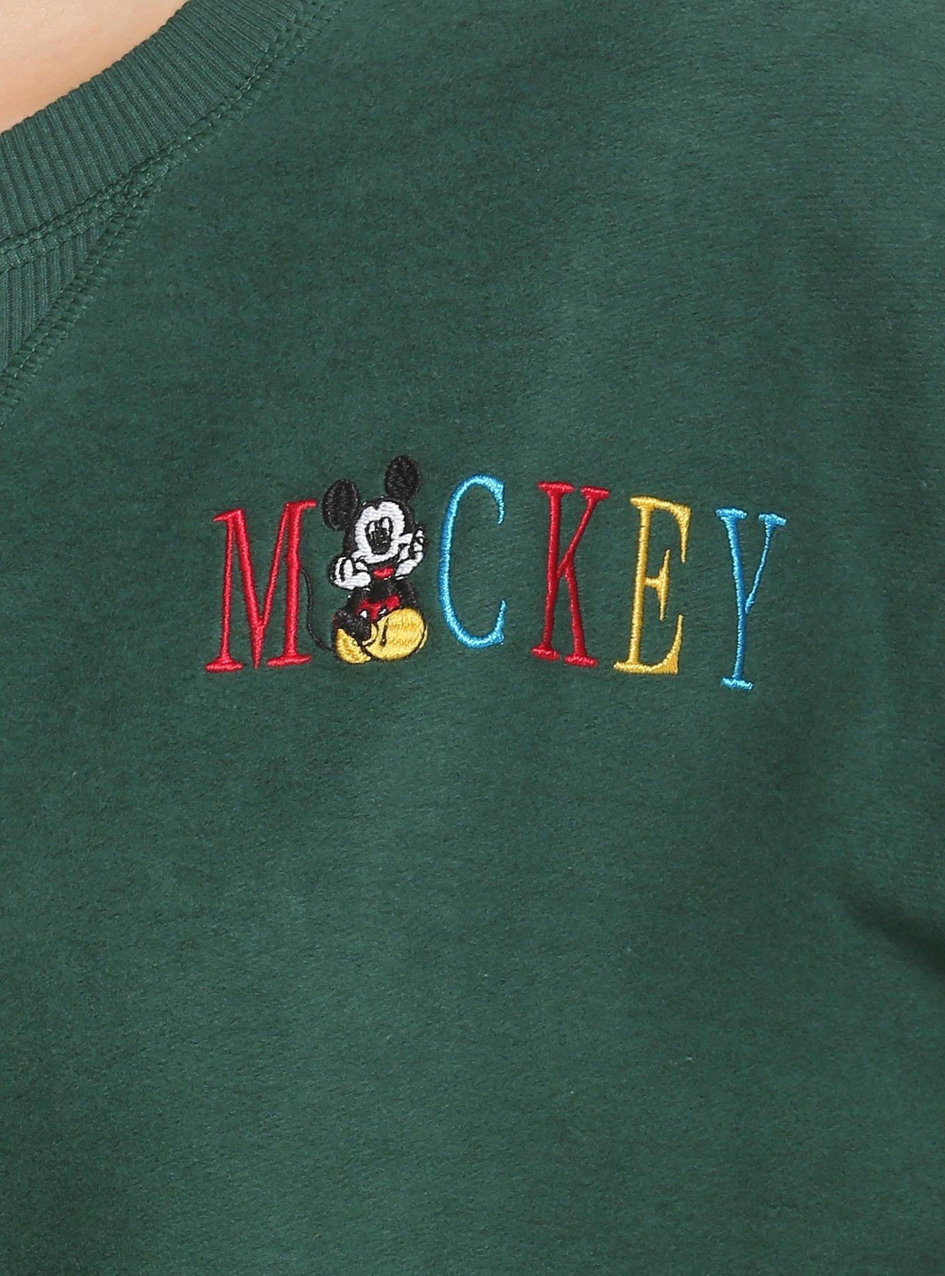Disney Mickey Mouse Hunter Green Crew Sweater, , alternate