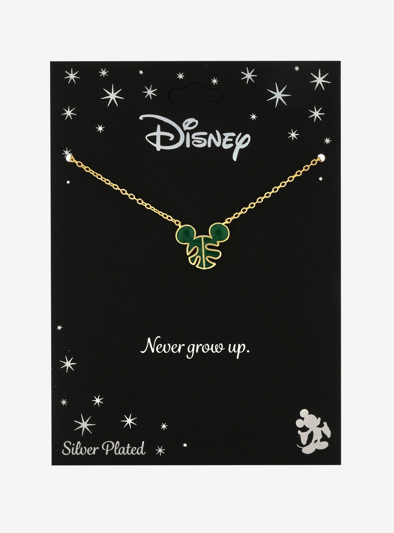 Disney Mickey Mouse Monstera Leaf Necklace, , alternate