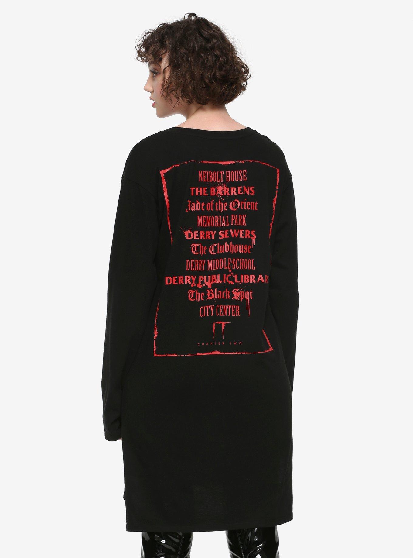 IT Chapter Two Tour Destructed Long-Sleeve T-Shirt Dress, MULTI, alternate