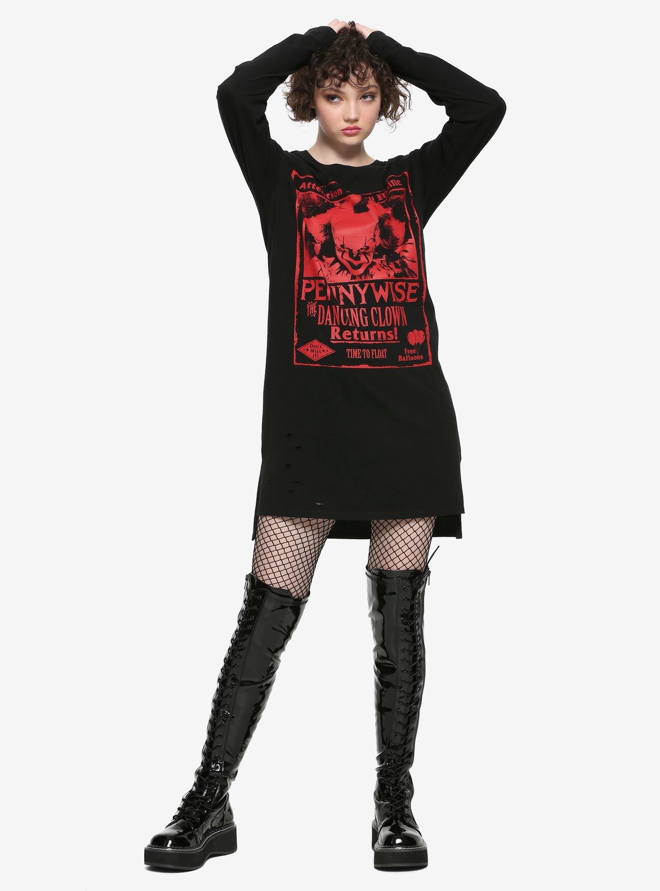 IT Chapter Two Tour Destructed Long-Sleeve T-Shirt Dress, MULTI, alternate