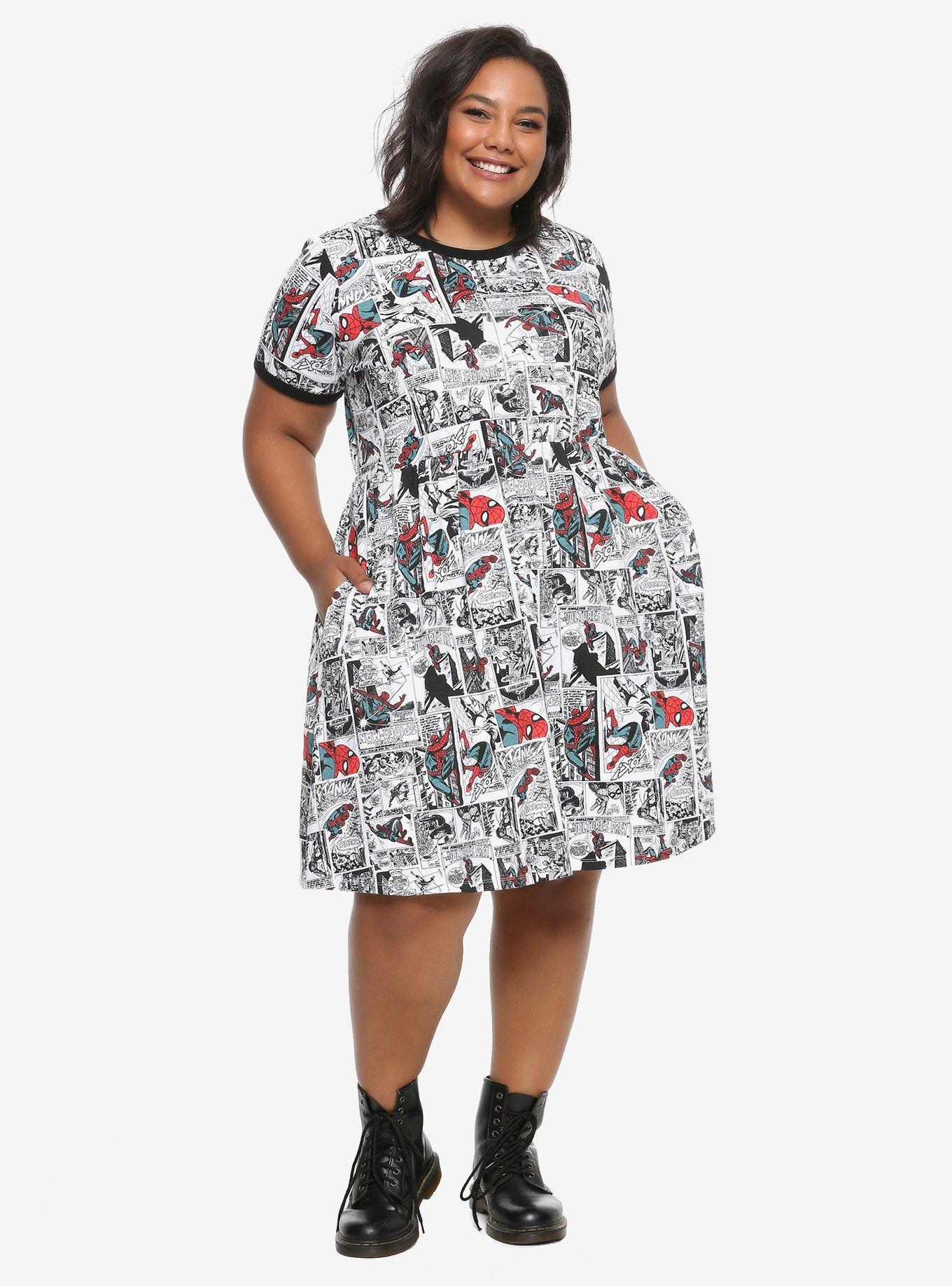 Her Universe Marvel Spider-Man Comic Book Dress Plus Size, , alternate