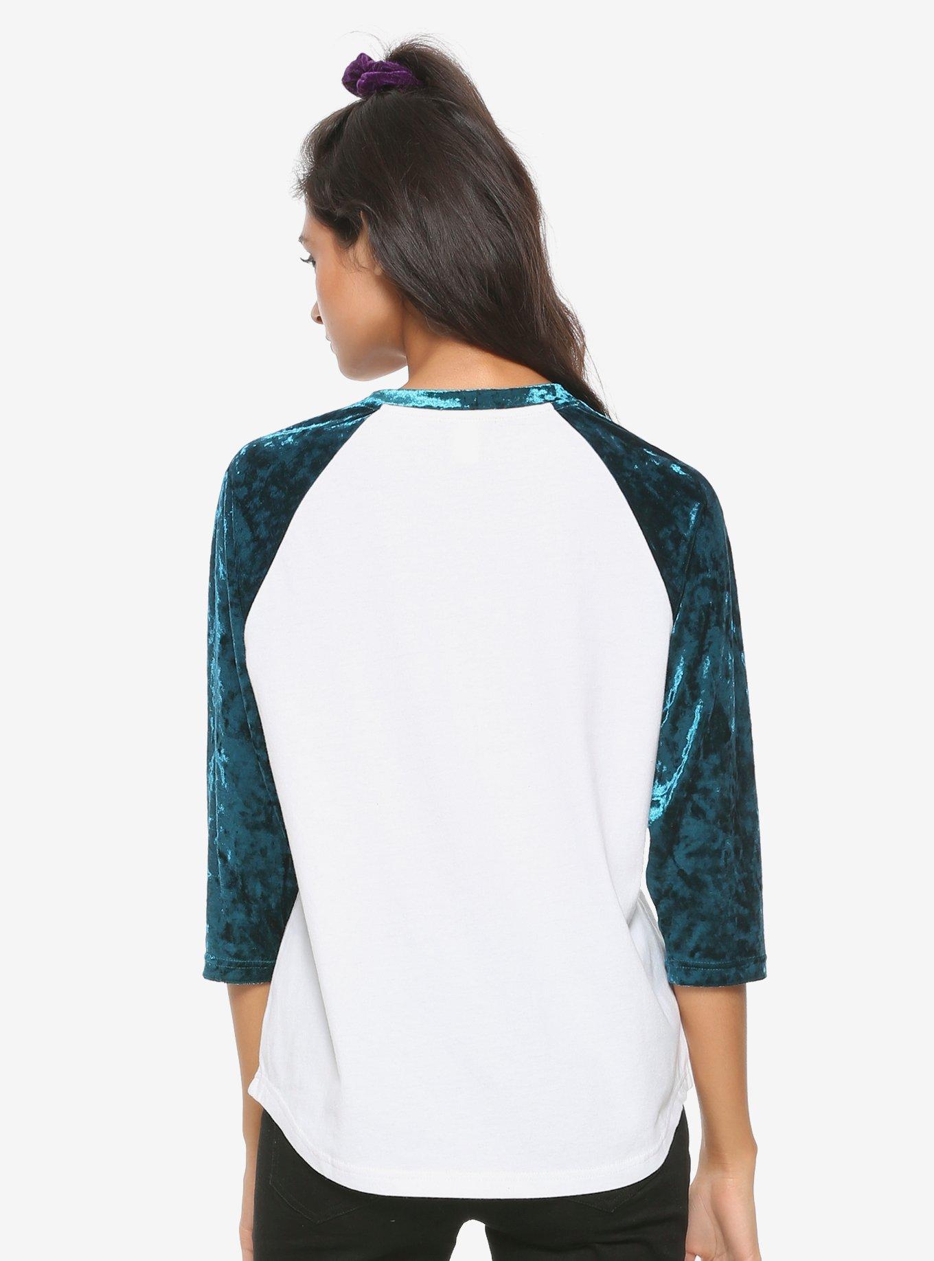 Teal Velvet Sleeve Girls Raglan, TEAL, alternate