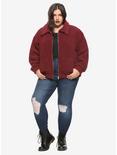 Burgundy Sherpa Girls Jacket Plus Size, BURGUNDY, alternate